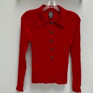 Women's Red Button-Up Top